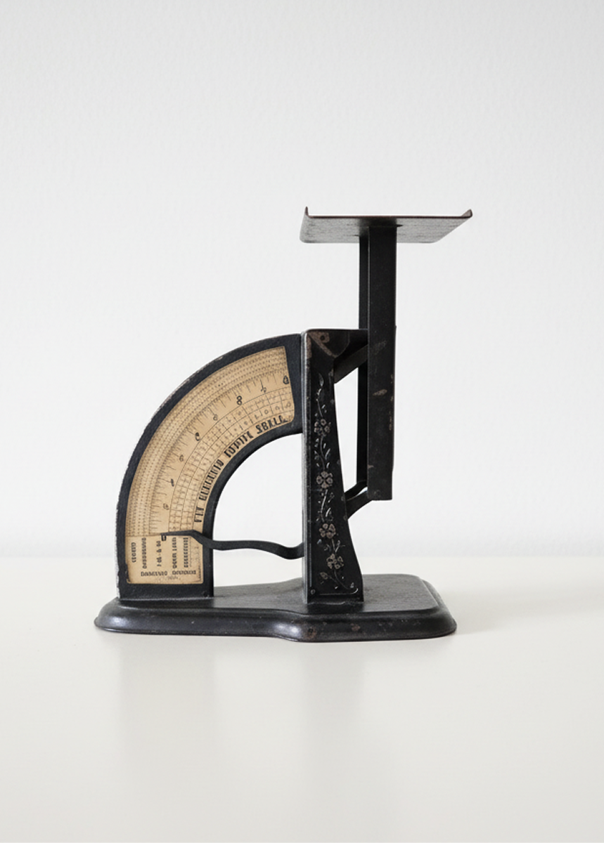 Antique brass-and-iron postal scale